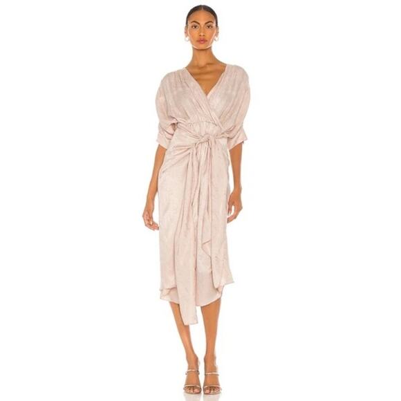 Callahan Sami midi dress tie front in blush size small NWT - Picture 2 of 10